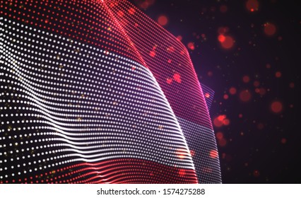 Vector bright glowing country flag of abstract dots. Austria