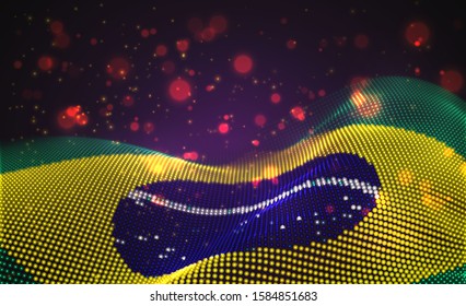 Vector bright glowing country flag of abstract dots. Brazil