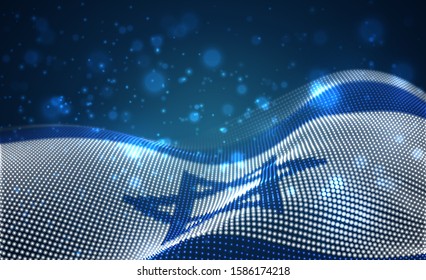Vector bright glowing country flag of abstract dots. Israel