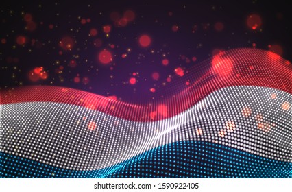 Vector bright glowing country flag of abstract dots. Luxembourg