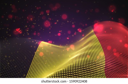 Vector bright glowing country flag of abstract dots. Belgium