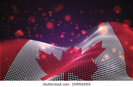 Vector bright glowing country flag of abstract dots. Canada
