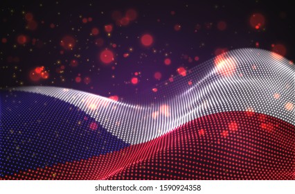 Vector bright glowing country flag of abstract dots. Czech