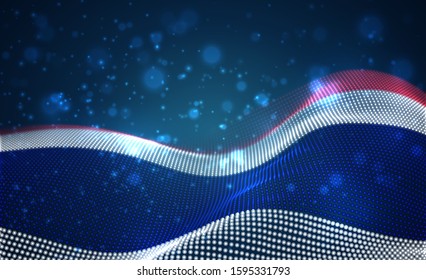 Vector bright glowing country flag of abstract dots. Thailand