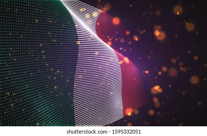 Vector bright glowing country flag of abstract dots. Italy