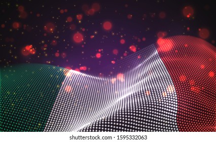 Vector bright glowing country flag of abstract dots. Italy