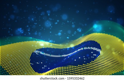 Vector bright glowing country flag of abstract dots. Brazil