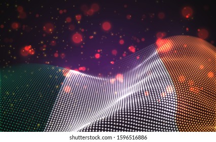 Vector bright glowing country flag of abstract dots. Ireland