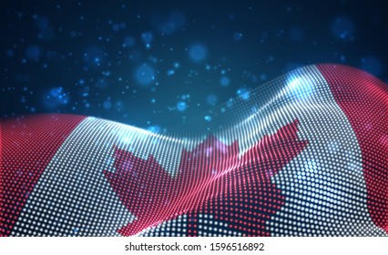 Vector bright glowing country flag of abstract dots. Canada