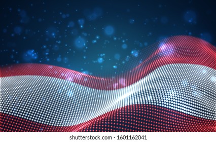 Vector bright glowing country flag of abstract dots. Austria