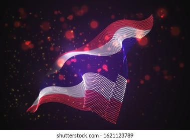 Vector bright glowing country flag of abstract dots. Thailand