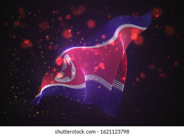 Vector bright glowing country flag of abstract dots. North Korea
