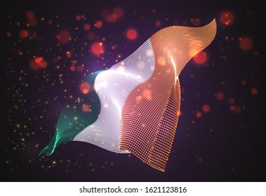 Vector bright glowing country flag of abstract dots. Ireland