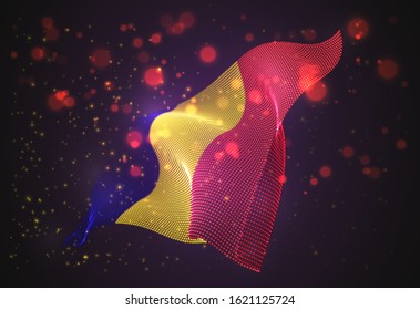 Vector bright glowing country flag of abstract dots. Romania