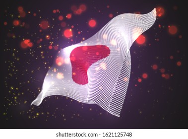 Vector bright glowing country flag of abstract dots. Japan
