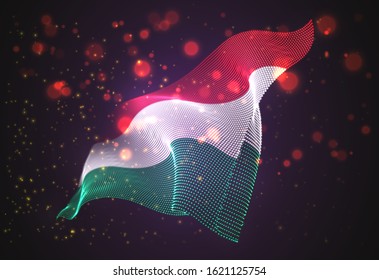 Vector bright glowing country flag of abstract dots. Hungary
