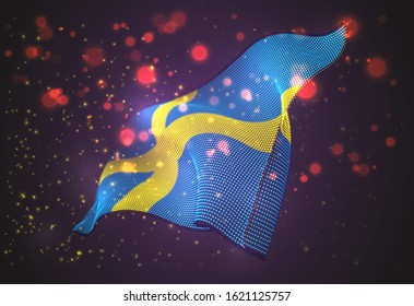 Vector bright glowing country flag of abstract dots.Sweden