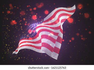Vector bright glowing country flag of abstract dots. USA