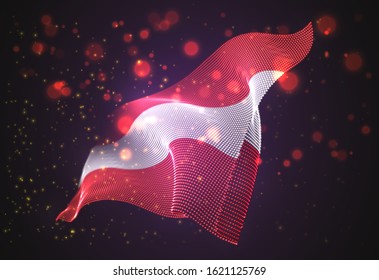 Vector bright glowing country flag of abstract dots. Austria