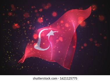 Vector bright glowing country flag of abstract dots. Turkey