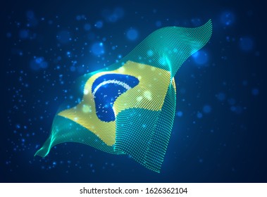 Vector bright glowing country flag of abstract dots. Brazil