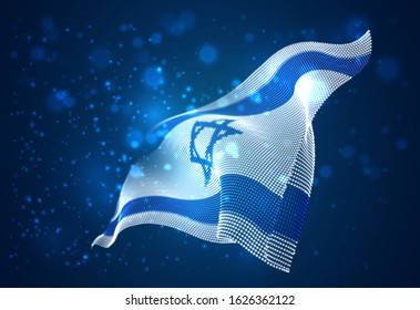 Vector bright glowing country flag of abstract dots. Israel