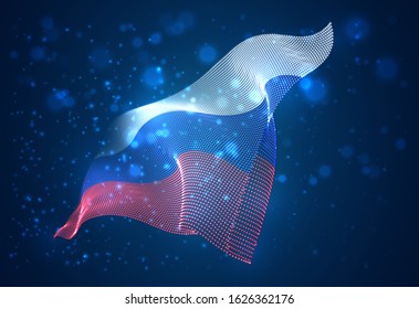 Vector bright glowing country flag of abstract dots. Russia
