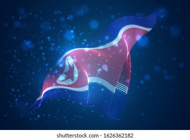 Vector bright glowing country flag of abstract dots. North Korea