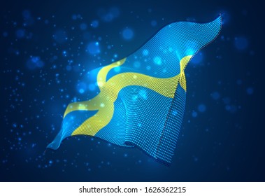 Vector bright glowing country flag of abstract dots.Sweden