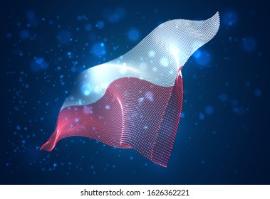 Vector bright glowing country flag of abstract dots. Poland