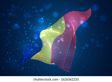 Vector bright glowing country flag of abstract dots. Romania