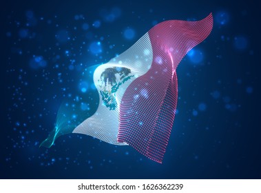 Vector bright glowing country flag of abstract dots.  Mexico