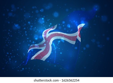 Vector bright glowing country flag of abstract dots. Iceland