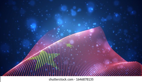Vector bright glowing country flag of abstract dots. China