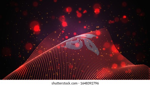 Vector bright glowing country flag of abstract dots. Hong Kong