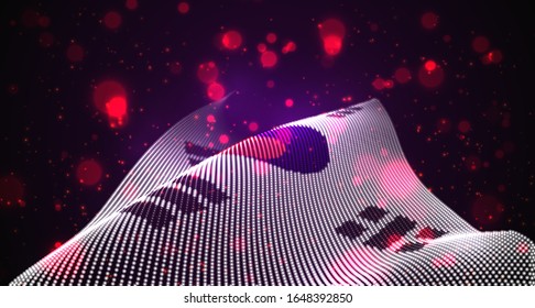 Vector bright glowing country flag of abstract dots. Korea