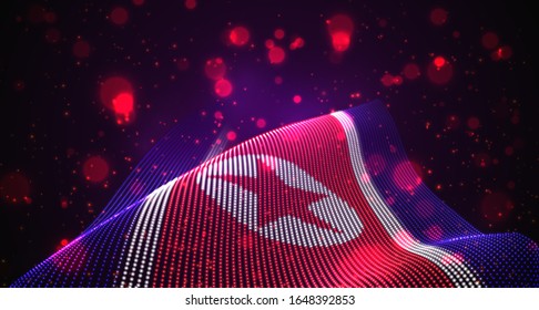 Vector bright glowing country flag of abstract dots. North Korea