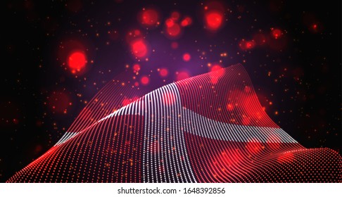 Vector bright glowing country flag of abstract dots.Denmark