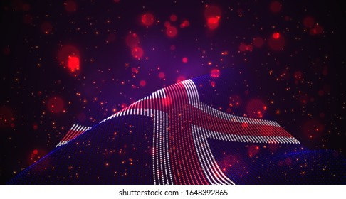 Vector bright glowing country flag of abstract dots. Iceland