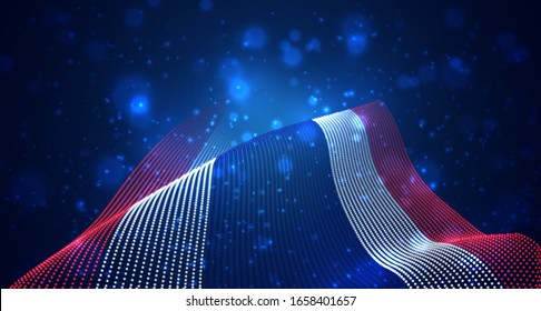 Vector bright glowing country flag of abstract dots. Thailand