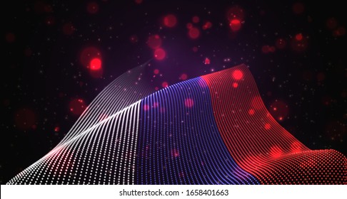 Vector bright glowing country flag of abstract dots. Russia