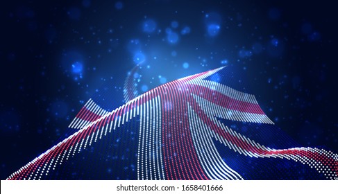Vector bright glowing country flag of abstract dots. England