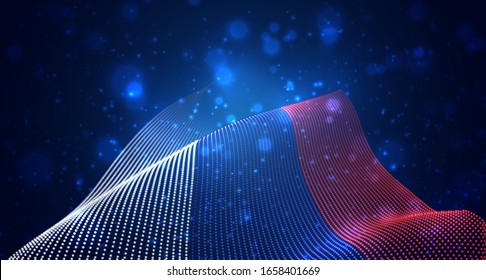 Vector bright glowing country flag of abstract dots. Russia