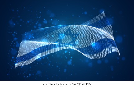 Vector bright glowing country flag of abstract dots. Israel