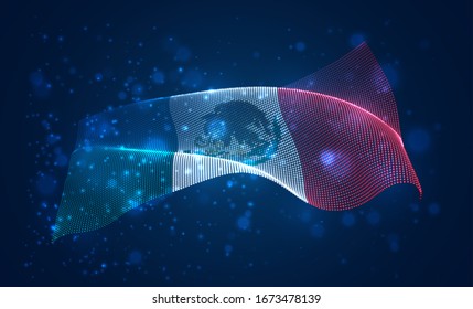 Vector bright glowing country flag of abstract dots.  Mexico