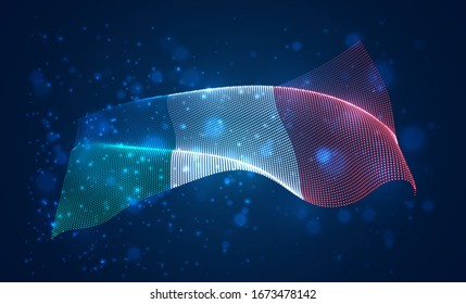 Vector bright glowing country flag of abstract dots. Italy