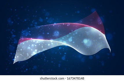 Vector bright glowing country flag of abstract dots. Monaco