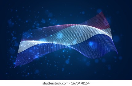 Vektorillustration hellblühende Landesflagge abstrakter Punkte. Niederlande, Amsterdam