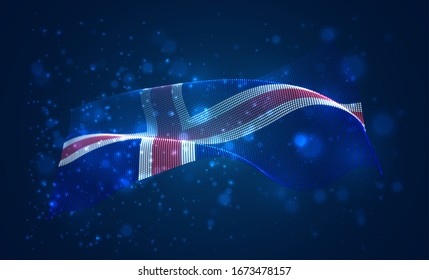 Vector bright glowing country flag of abstract dots. Iceland