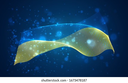 Vector bright glowing country flag of abstract dots. Ukraine